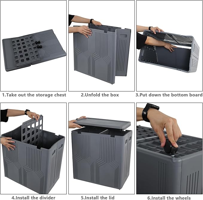 Morcte 120 L Double Laundry Hamper with Lid and Wheels, Collapsible 2 Section Plastic Laundry Hamper, Gray