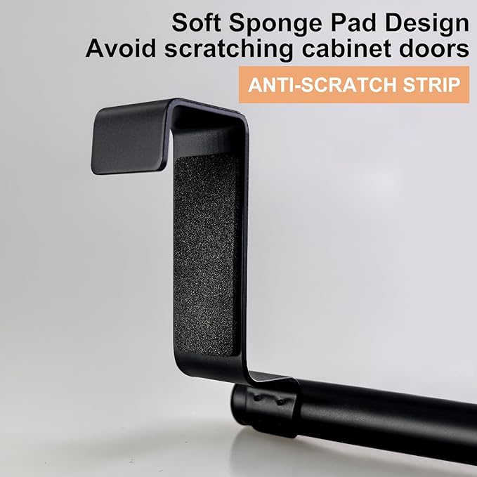 Mziart Over The Door Towel Rack, 2 Pack Matte Black Towel Bar Holder for Bathroom Kitchen Cabinet Cupboard Doors, EVA Foam Protective Pad & Non-Slip Self-Adhesive Blocks (9 Inch)