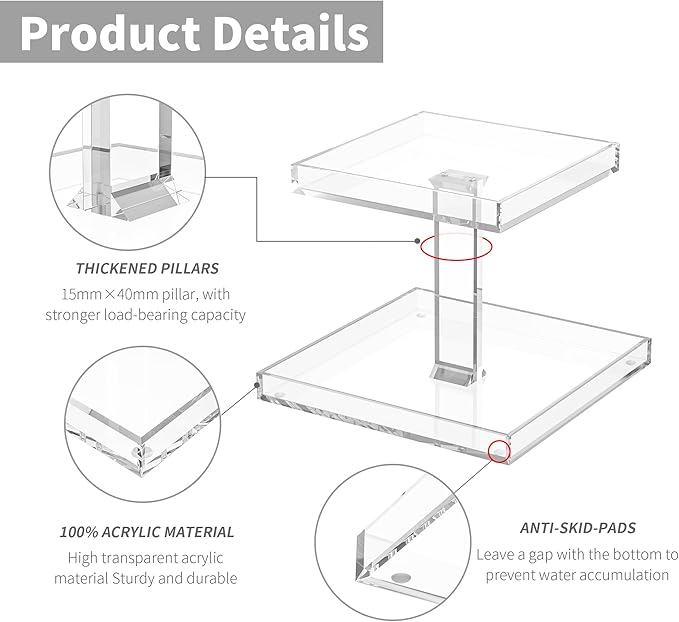 2-Tier Perfume Tray,Clear Perfume Organizer for Dresser and Counter,Acrylic Perfume Stand Organizer Vanity Trays Makeup Storage Holder for Bedroom Decor (10x8)