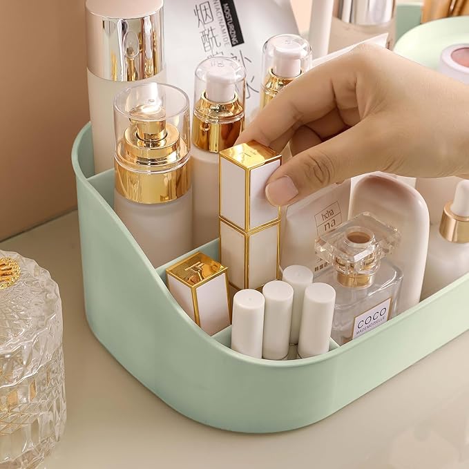 Makeup Organizer Stand Desk Storage Dressing Table Organiser Cosmetic Organizer Box Skin Care Table Bathroom Organiser Makeup Storage Box Makeup Vanity with Transparent Drawer(Green)