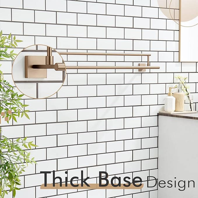 KOKOSIRI Towel Bars 32-Inch Bathroom Towel Holder Champagne Bronze Double Bath Towel Racks Wall Mounted Stainless Steel B5009CPG-L32