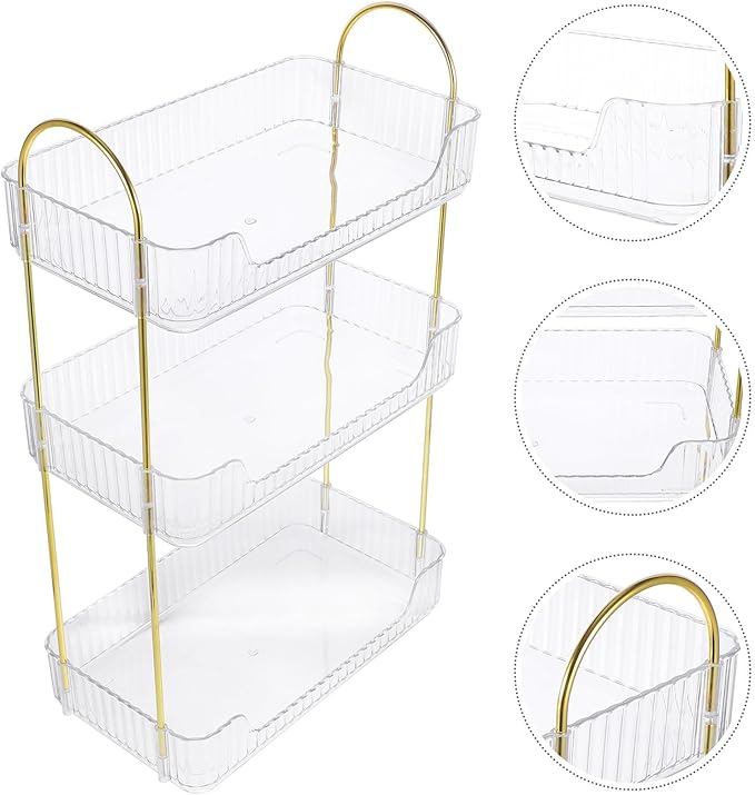 3-Tier Bathroom Storage Shelf, Toiletries Organizer for Bathroom Countertop, Cosmetics Display Shelf for Vanity and Makeup Storage