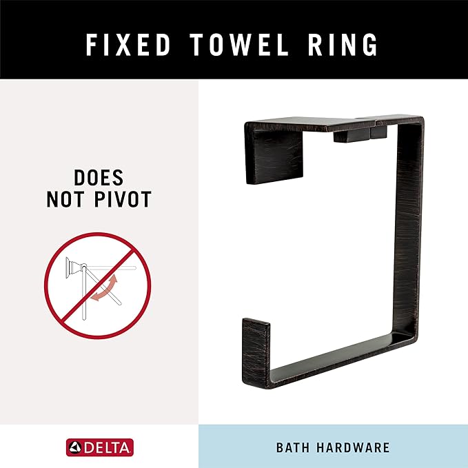 Delta 77746-RB Vero Wall Mount Square Open Towel Ring Bath Hardware Accessory in Venetian Bronze