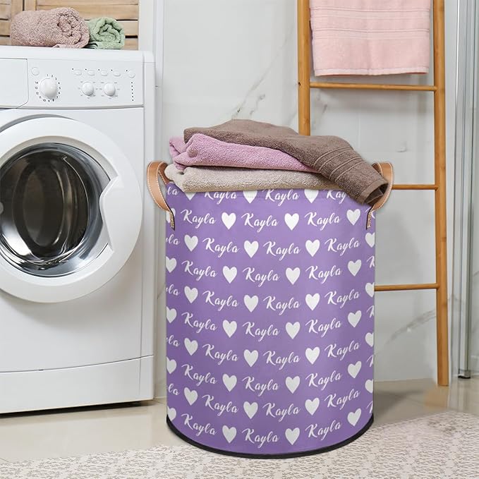Custom Love Laundry Hamper, Personalized Laundry Baskets with Handles Dirty Clothes Hamper Storage Basket