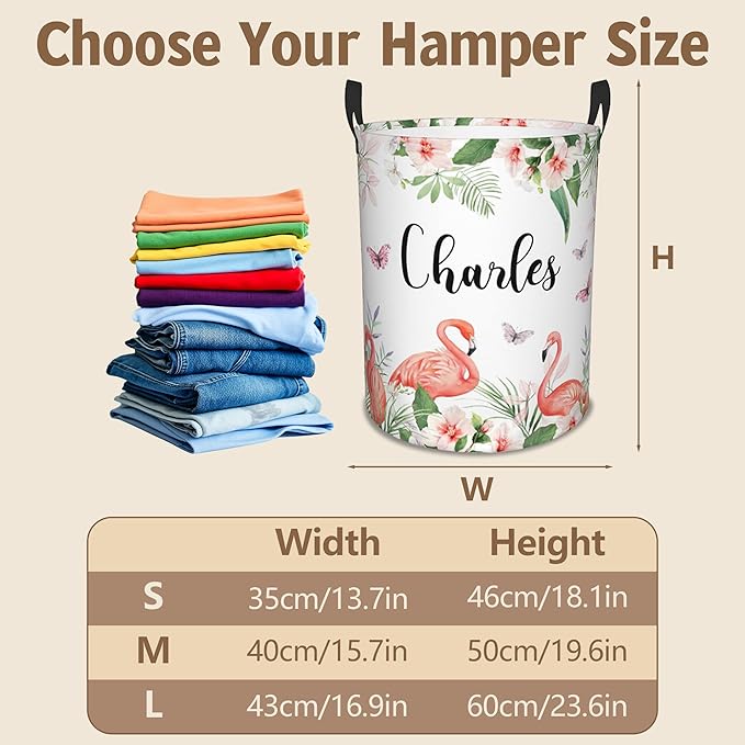 Custom Name Laundry Basket, Personalized Collapsible Laundry Hamper with Name for Bathroom Bedrooms, Customized Dirty Clothes Hamper Storage Basket Gifts for Kids Boys Girls Baby Men Women