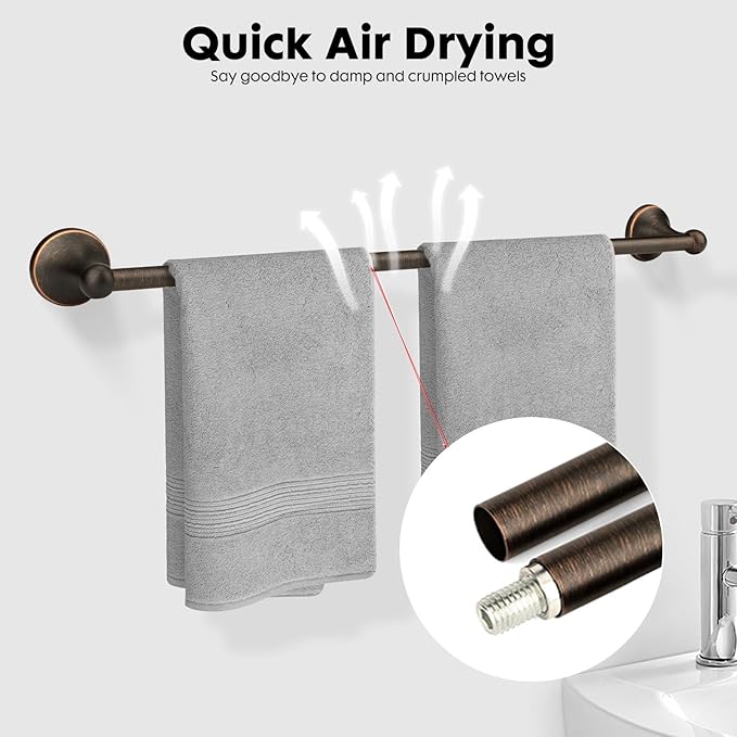 4 Piece Antique Bathroom Hardware Accessories Set Oil Rubbed Bronze,24 Inch Towel Bar Set,Towel Rack for Bathroom,Bathroom Towel Holder Bronze