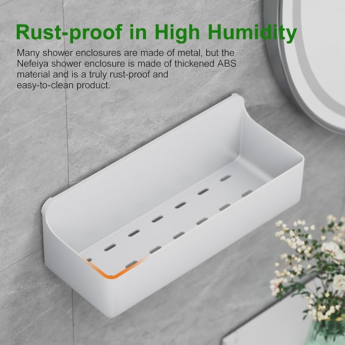 Adhesive Shower Caddy 6 Pack Rustproof Shower Shelves for Inside Shower No Drilling Bathroom Organizers and Storage & Home Décor & Kitchen Large Rack with Soap Holder Clear (white)