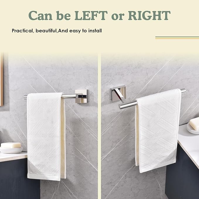 Polished Chrome Hand Towel Holder,Thicken SUS 304 Stainless Steel Towel Bar Towel Ring for Bathroom, Modern Design Hand Towel Rack Towel Hanger Wall Mounted