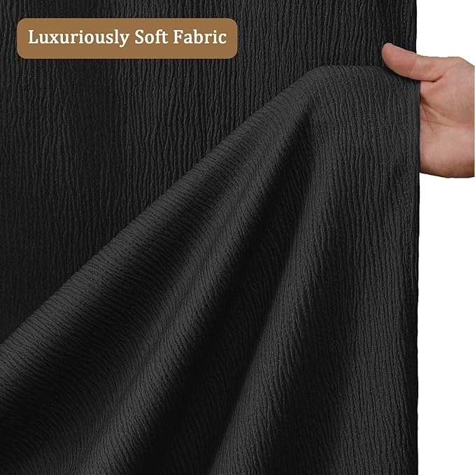 Aiyufeng 3D Textured Black Shower Curtain for Bathroom, Fabric Shower Curtain Soft Cloth & Hotel Spa Quality, Luxury Boho Bathroom Curtains, Machine Washable, Black, 72x72 Inches