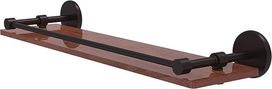 Allied Brass P1000-1-22-GAL-IRW Prestige Skyline Collection 22 Inch Solid IPE Ironwood Gallery Rail Wood Shelf, Antique Bronze