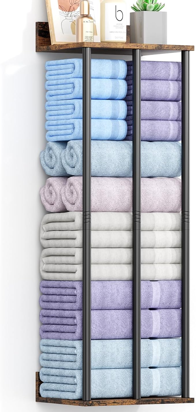 Large Towel Racks for Bathroom Wall Mounted, Updated 3 Bar Bath Towel Holder for Bathroom Wall, 34'' Bath Towel Rack for Bathrooms, Metal Small Bathrooms Towel Storage Rack, RV Towels Rack, Rustic