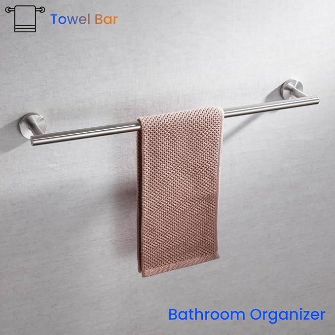 Miyili 24-Inch Bathroom Towel Bar SUS 304 Stainless Steel Towel Holder Rack Wall Mount Brushed Finish, A01N60A