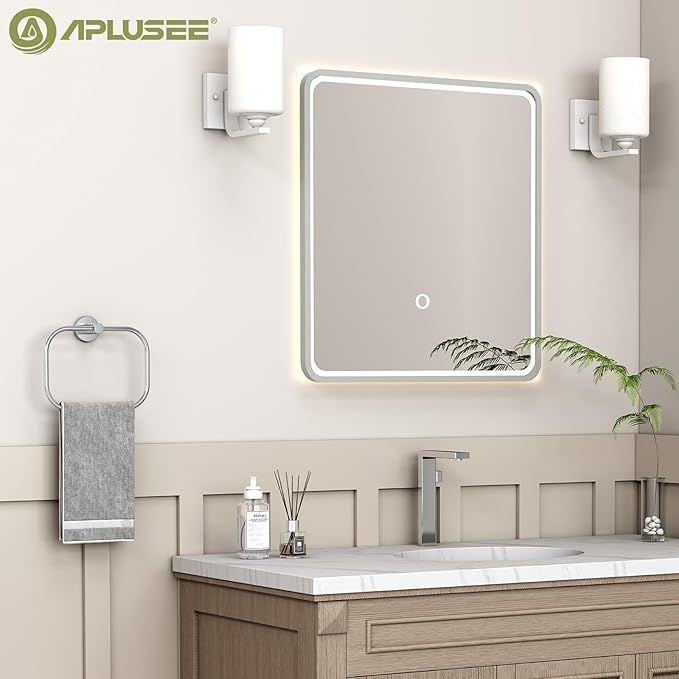 APLusee Chrome Bath Towel Ring, Stainless Steel Hand Towel Holder, Wall Mount