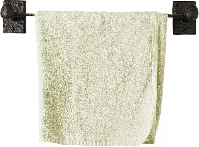 Rustic State Motris Cast Iron Towel Bar with Hammered Effect Texture for Bathroom and Kitchen - Railroad Spike Industrial Design Hand Towel Rail Holder Hanger Rack - Black