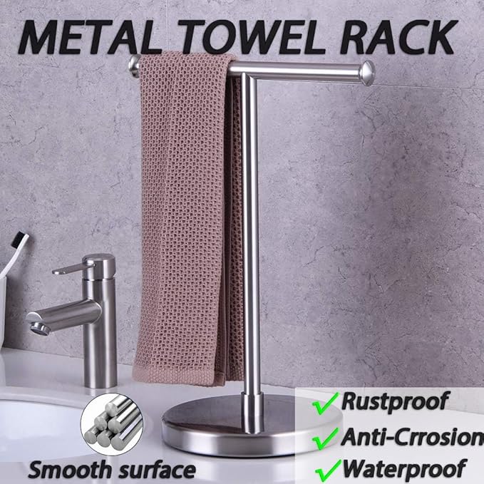 GERZWY Hand Towel Holder Stand Modern Free Standing Tree Rack for Countertop, SUS 304 Stainless Steel Brushed Finished DZY024-LS