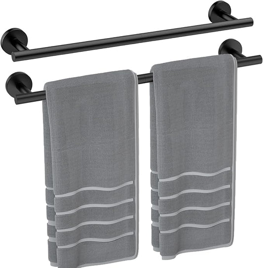 Luxbaro 2 Pack Matte Black Towel Bar 24 Inch, Thicken Towel Rack for Bathroom Wall, SUS304 Stainless Steel Towel Rod, Modern Home Decor (Total Length 26-Inch)