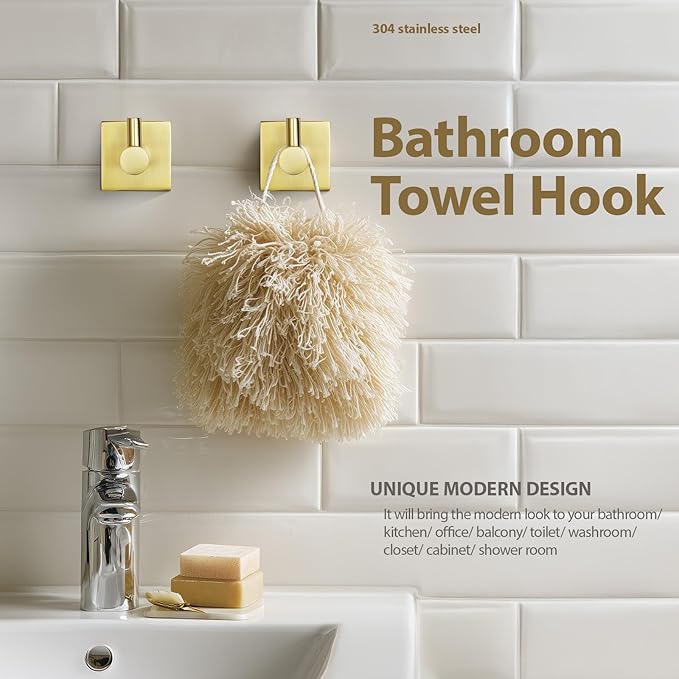 Bathroom Accessories Set Brushed Gold Towel bar Set, 4 piece Towel Rack Set Towel bar for Bathroom wall Mounted Durable 24 inch Towel bar Robe Hook Towel Ring Toilet Paper Holder