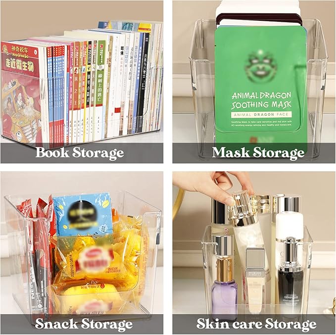 2 Pcs Acrylic Makeup Mask Paper Storage Box, 6.2x6.2x5.7 In Cover Desktop Cosmetics Debris Cotton Pad, Swabs, Sanitary Napkin Organizer, Transparent Dustproof Finishing Container
