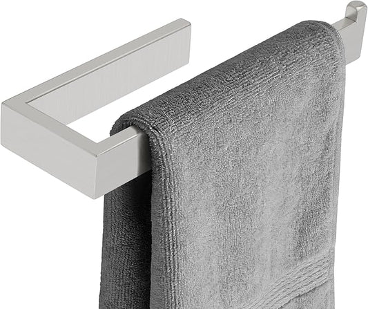 Sayayo Brushed Nickel Towel Ring for Bathroom, 10 Inch Hand Towel Bar Towel Rack Towel Holder Wall Mounted Square, SUS304 Stainless Steel