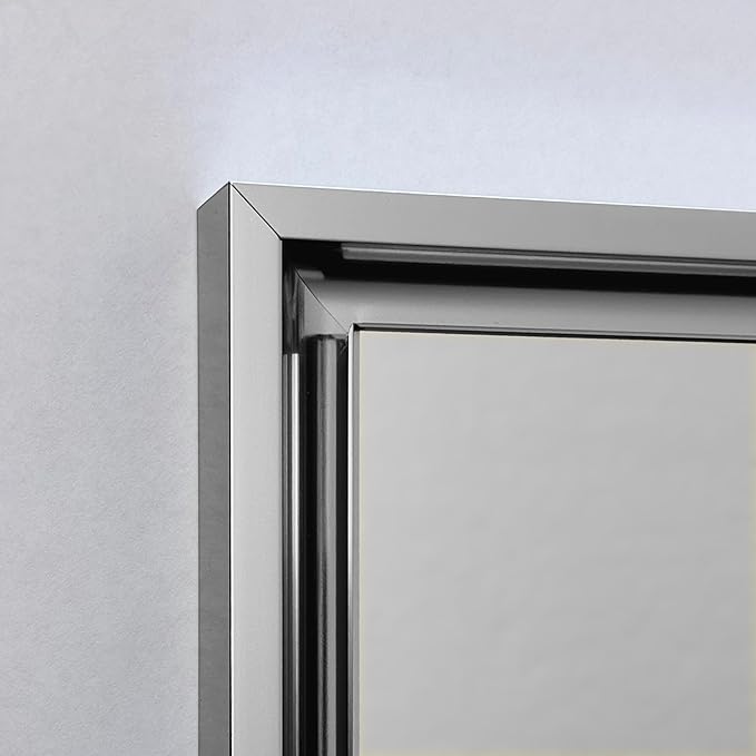 Fox Hollow Furnishings 20x30 Parker Metro Metal Framed Rectangle Recessed Bathroom Medicine Cabinet, Floating Mirror, 18x28 in-Wall Opening, Steel, Adjustable Glass Shelves, Magnet Close, Chrome