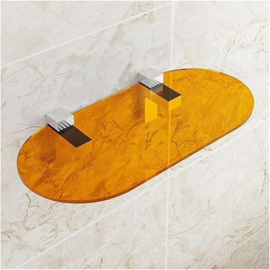 Bathroom Storage Rack Acrylic Floating Shelves for Wall, Clear Acrylic Display Shelf, Wall Decoration & Storage Shelf for Living Room, Bathroom, Bedroom, Kitchen Bathroom Shelf(Orange,Large)