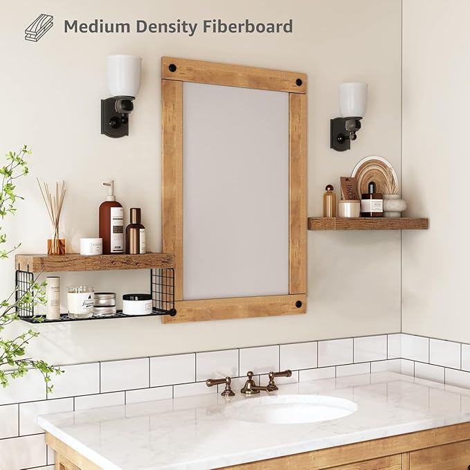 Bathroom Shelves Over Toilet - Heavy Duty Storage Rack, 25+ lbs Weight Capacity, Minimalist Design Wall Mounted Floating Shelves Toilet Paper Storage Farmhouse Decor Shelf 16 inch (Brown, General, 2)