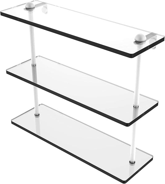 Allied Brass RC-5/16 16 Inch Triple Tiered Glass Shelf, Matte White
