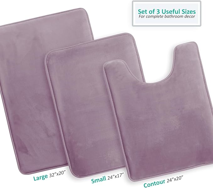 Clara Clark Bathroom Rugs, Velvet Memory Foam Bath Mat, Non-Slip Bath Rugs, Machine Wash, Dries Quickly, Ultra Soft Plush Bath Mats for Bathroom,