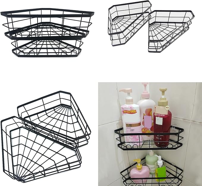 Small Corner Rack Triangular Layered Shelf Multiple Tiered Form Bathroom Shelf Upgrades Rack for Bathroom Essential Apartment Space Savers