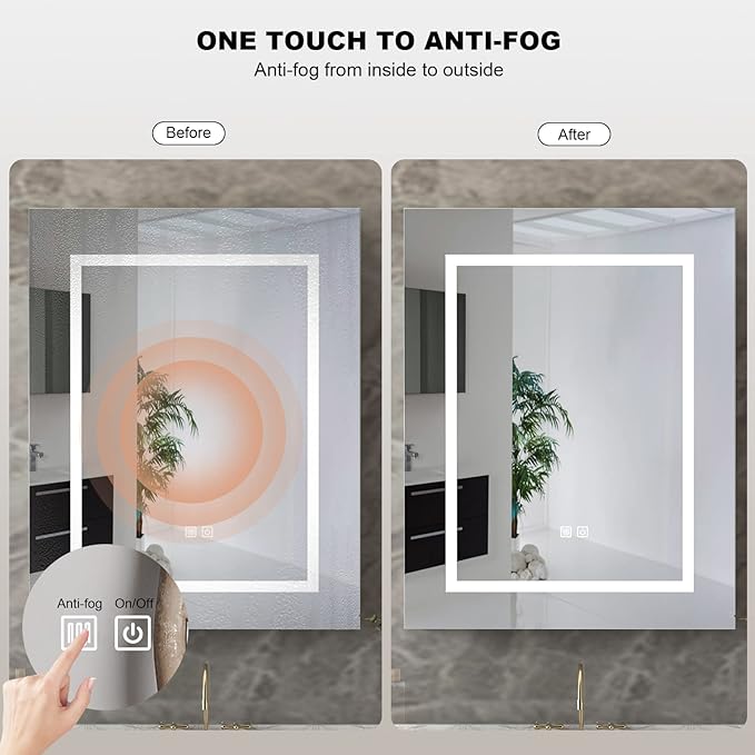 LED Medicine Cabinet with Lights,Lighted Medicine Cabinet with Mirror,Bathroom Mirror Cabinet Wall Mounted,Defogger,Memory 3-Color Mode, Dimmer, 24x30 Inch