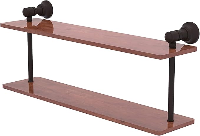 Allied Brass CL-2-22-IRW Carolina Collection 22 Inch Two Tiered Wood Shelf, Oil Rubbed Bronze