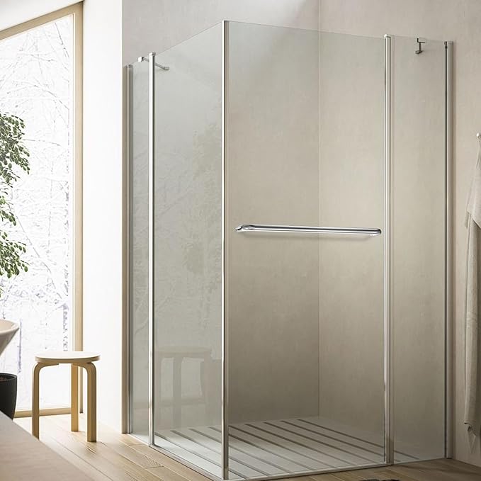 Ranbo Glass Shower Door Towel Bar 22 Inch Stainless Steel Sliding Shower Door Handle Replacement with Polished Chrome Finish for Commercial and Residential Glass Doors