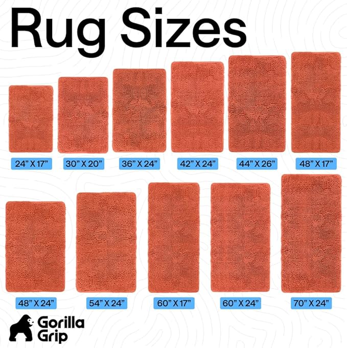 GORILLA GRIP Bath Rug Mat 44x26, Thick Soft Absorbent Chenille, Quick Dry Microfiber Mats, Rubber Backing Washable Shower Floor Rugs, Bathmat Runner, US Designed Bathroom Home Decor Accessories Coral