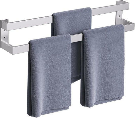 TNOMS Brushed Nickel Double Towel Bar,Towel Rack for Bathroom Stainless Steel Wall-Mounted Bathroom Hardware Accessories 32 Inch