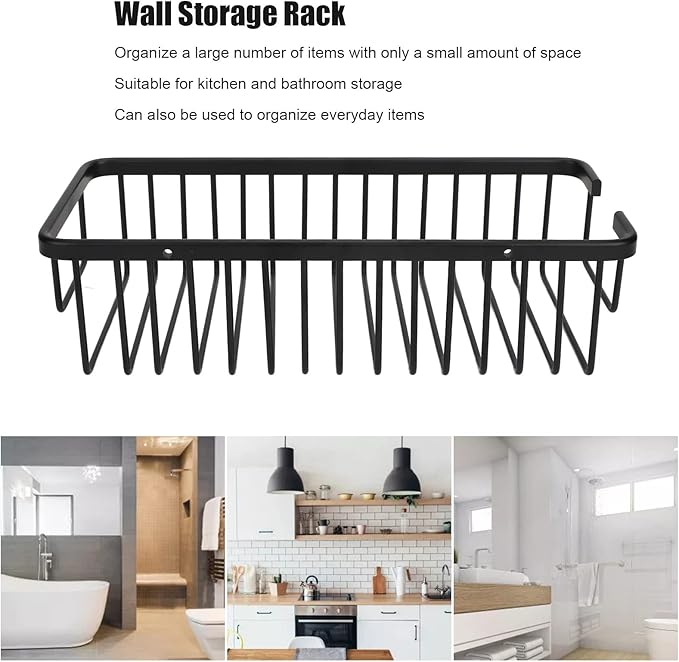 Wall Storage Rack, Space Aluminum Rust Proof Large Capacity Kitchen Organizing Basket, Metal Wire Hanging Shelf for Bathroom Beauty Salon