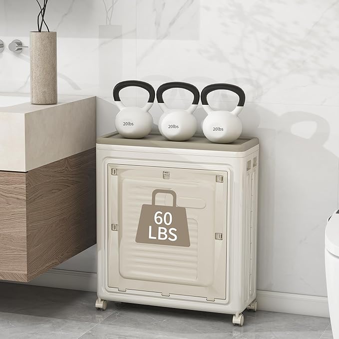 Laundry Hamper with Wheels and Lid, Foldable Clothes Hamper, Large Capacity Rolling Laundry Basket, Stackable & Collapsible Laundry Organizer for Bathroom, Bedroom, Laundry Room, Gym