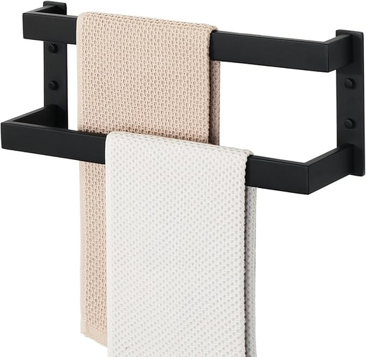 Alise Double Towel Bar, 16" Towel Racks for Bathroom Wall Mounted, SUS304 Stainless Steel Bathroom Towel Holder, Modern Quick Drying Towel Hanger, Matte Black