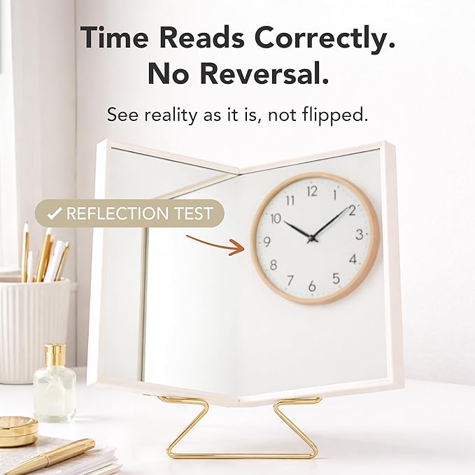Realme V0 True Non-Reversing Mirror(2026 New Version) – True Image, Unmatched Precision, New Pakage, Slim Design for Makeup Vanity, 9'' Non-Reversing Mirror with Stand
