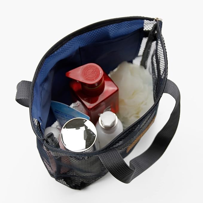 TOPASION Mesh Shower Caddy Bag Portable Hanging Toiletry and Bath Organizer with Zipper for Travel, Gym, Camping, College Dorms, Beach