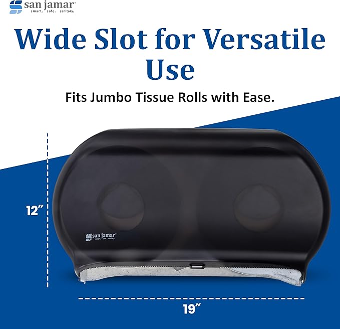 San Jamar - SJMR4000TBK R4000TBK Twin 9" Jumbo Tissue Dispenser, Black Pearl, 12" x 19" x 5.3"