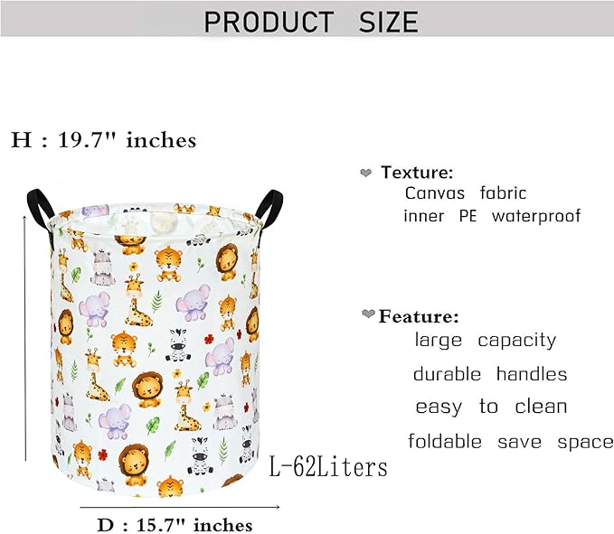 KUNRO Round Tiger Animals Laundry Gift Basket Storage Hamper, Clothes Storage Organizer Bins, Shelf Basket with Handles for Room Decor