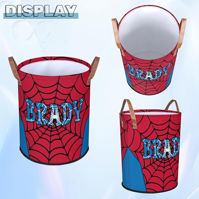 Spider Wed Personalized-Laundry-Hamper-Basket for Kids Custom Name Collapsible Storage Organizer Bin Dirty Clothes Toys Hamper for Boys Nursery in Laundry, Bedroom, Bathroom Wed-3