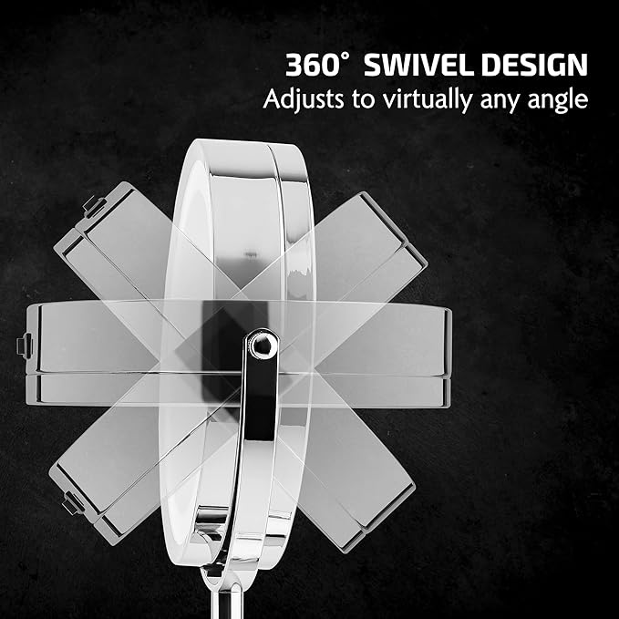 OVENTE 7'' Lighted Tabletop Makeup Mirror, 1X & 7X Magnifier, Spinning Double Sided Round LED, Great for Vanity, Bath, & Bedroom, Battery Powered, Polished Chrome MCT70CH1X7X (Pack of 2)