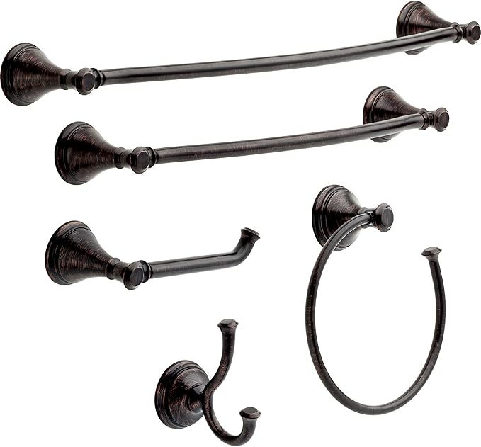 Delta 79710-RB Cassidy 18-in Glass Shelf with Towel Bar in Venetian Bronze