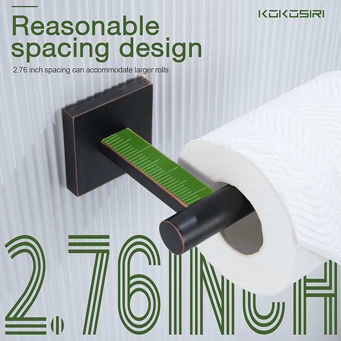 KOKOSIRI 12-Inch Bathroom Shelves Glass Floating Shelf Toilet Roll Holder Toilet Paper Holder Stainless Steel Oil Rubbed Bronze B1105ORB-L12+B2005ORB