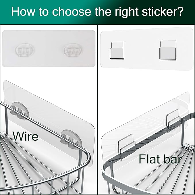 Shower & Kitchen Adhesive Stickers - 12 Pack for Shelves, Caddies & Racks