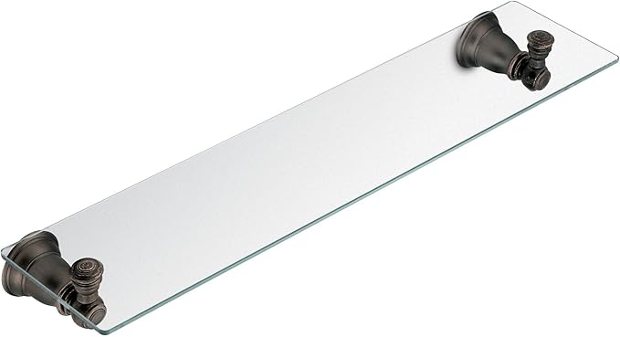 Moen YB5490ORB Kingsley 20-Inch W x 5-Inch D Decorative Bathroom Vanity Glass Shelf,, Oil Rubbed Bronze