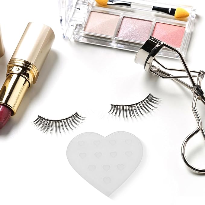 Beaupretty Glass Eyelash Extensions Tray Heart Shaped Lash Pallet Holder Strip Organizer Eyelash Extension Tool Transparent