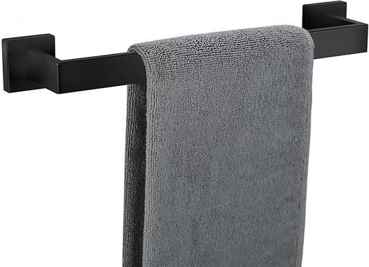 Towel Bar for Bathroom 16 Inch Matte Black Towel Holder 12/16/20/24/28/32/36 Inch Stainless Steel SUS304 Rustproof Towel Rack Modern Square Towel Rod for Bathroom Wall (1, Matte Black, 16 Inch)