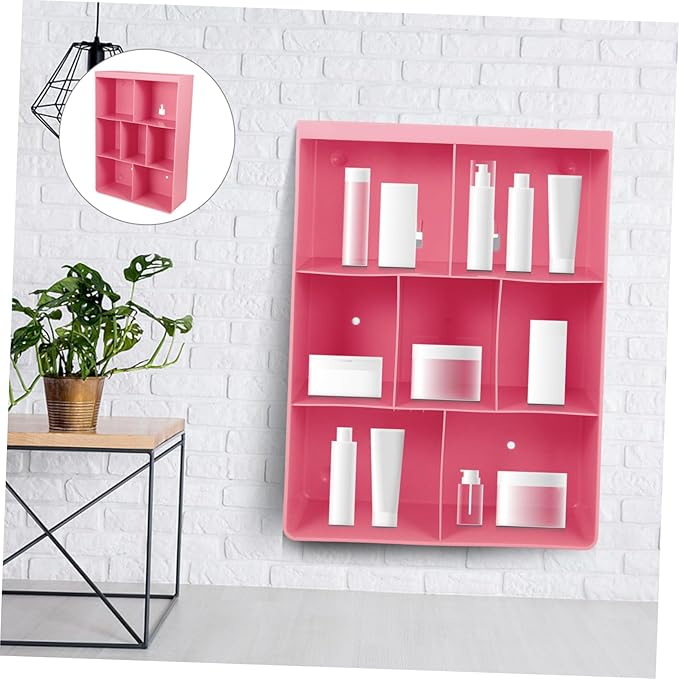 ORFOFE Large Multifunctional Wall Storage Rack Shelf for Bathroom and Kitchen Organization Stylish and Easy to Install Made of Safe Material for Cosmetics and Essentials Pink